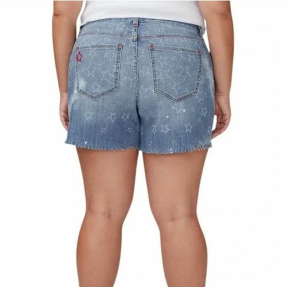 Plus Size 24 Lane Bryant jean Shorts Girlfriend Denim Star Print Raw Hem - Picture 2 of 4